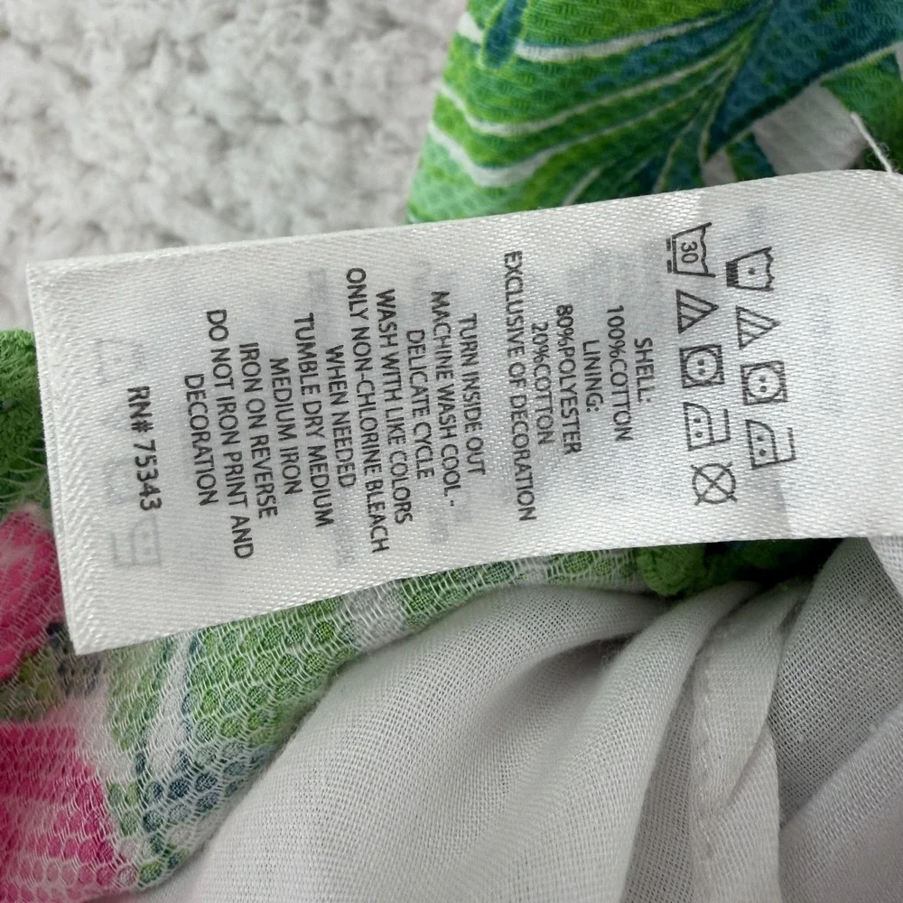 Tommy Bahama Dress Girls 4 Green Pink Floral Sleeveless A Line Hawaiian Summer